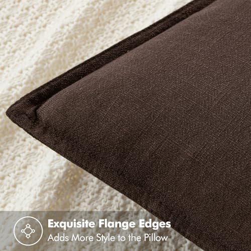 MIULEE Decorative Linen Pillow Covers 18x18 Inch Dark Brown | Boho Farmhouse Fall Autumn Couch Throw Pillows for Bed, Pack of 2 Accent Modern Pillowcases, Sofa Livingroom Home Decor - color: Dark Brown, size: 18" x 18" (Pack of 2)