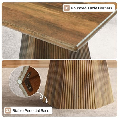 Tribesigns 31.5" Square Dining Table for 4, Rustic Brown | Farmhouse, Sturdy Pedestal Base for Kitchen & Dining Room & Living Room