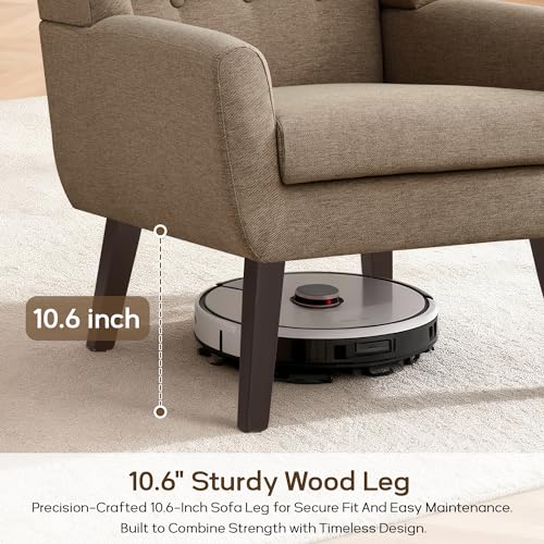 HUIMO Accent Chair for Living Room,Upholstered Button Fabic Armchair Chair | Mid Century Modern Tufted Armchair with Fabric,Comfy Arm Chairs for Club Living Room Reading Bedroom,Waiting Room Brown - color: Brown