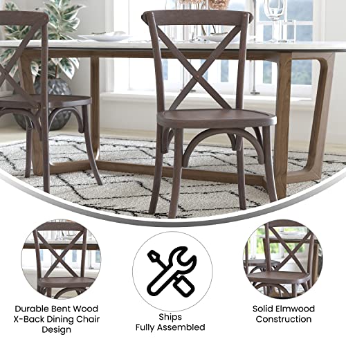 Merrick Lane Bardstown X-Back Bistro Style Wooden Dining Chair for Kitchens and Dining Rooms, High-Back Wood Stackable Kitchen Chair, Dark Driftwood - color: Dark Driftwood