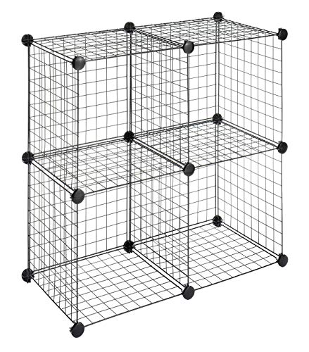 Whitmor Storage Cubes - Stackable Interlocking Wire Shelves -Black (Set of 4) - color: Black