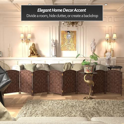 Red Lantern 2 ft. Short Diamond Weave Fiber Folding Screen - Dark Mocha - 8 Panel - color: Dark Mocha, size: 8 Panel