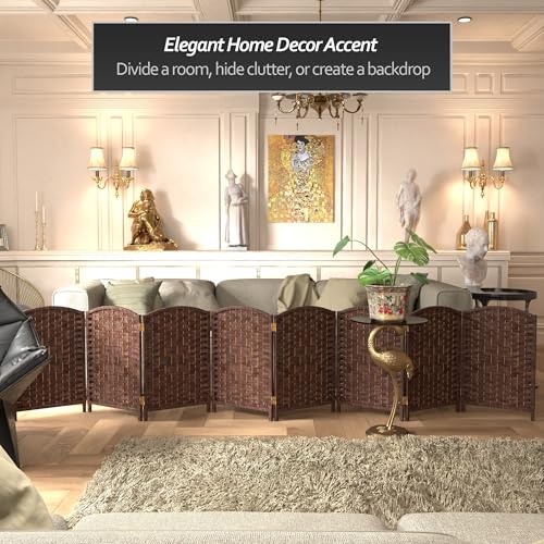 Red Lantern 2 ft. Short Diamond Weave Fiber Folding Screen - Dark Mocha - 8 Panel - color: Dark Mocha, size: 8 Panel