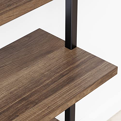 Nathan James Theo 6-Shelf Tall Bookcase, Wall Mount Bookshelf with Reclaimed Oak Wood and Industrial Metal Frame, Reclaimed Oak/Matte Black, Set of 4 - color: Oak/Matte Black, size: Set of 4