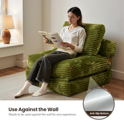 ovios Folding Sofa Bed, Foldable Sleeper Chair Floor Futon, Comfy Portable Convertible Fold Out Lounge Chairs for Living Room Bedroom, Green - color: Green