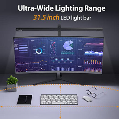 Quntis Eye-Care Architect LED Desk Lamp with Clamp for Home Office | 31.5" Wide Bright Desk Lights with Auto-Dimming, Dimmable Table Light, 2H Timer Task Lamp for Workbench Monitor Drawing Study