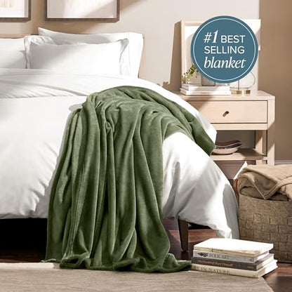 Bare Home Fleece Blanket Luxury Microplush (Full/Queen, Cypress) | Ultra-Soft Lightweight Blanket for Bed, Sofa, and Couch, Cozy & Warm Blanket - color: 11 - Cypress, size: Full/Queen