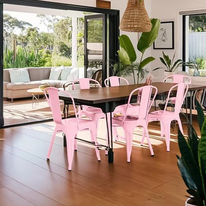 AC Pacific 18 Inch Seat Height Industrial Metal Dining Chairs, Stackable Kitchen or Bar Seat, Durable Modern Design, Versatile Accent Furniture, Set of 2, Pink - color: Pink, size: Set of 2