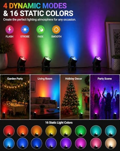 6W RGBW Up Lights Indoor, LED Color Changing Spotlight Indoor with Remote, 120V Plug in Floor Uplighting for Plants, Picture, Wall, Ambient Mood Lighting for Bedroom Living Room Party, 2 Pack - size: 2 Pack