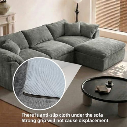 Cloud Couch Sectional for Living Room, Modular L Shaped Boneless Sofa with Chaise, Compressed No Assembly Couch, Deep Seat Chenille Upholstered Convertible Sofa Bed (Grey) - color: Grey