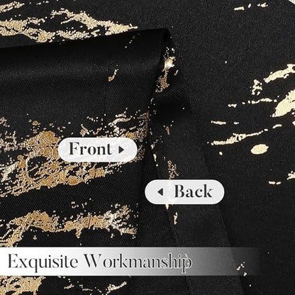 WUBODTI Gold Patterned Black 100% Blackout Curtains 72 Inches Long 2 Panels for Bedroom Living Room, Marble Printed Grommet Thermal Insulated Window Curtain Modern Abstract Drapes, 52" W x 72" L - color: Black and Gold, size: 52"W x 72"L (Pack of 2)