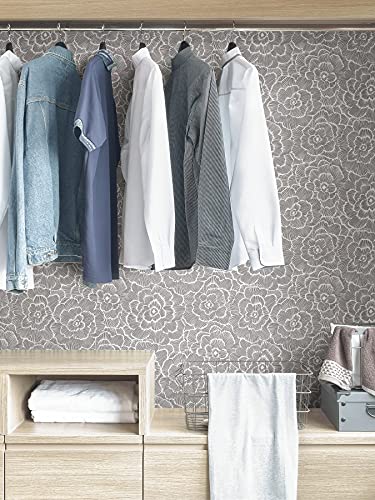 NuWallpaper Charcoal Saraya Peel and Stick Wallpaper, Grey, Removable Wallpaper, Renter-Friendly, 20.5 in x 18 ft - color: Gray