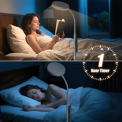 PACOVY 플로어 램프, 거실 침실용 높이 조절 가능한 플로어 램프, 120 LED 매우 밝은 스탠딩 램프 리모컨 조도 조절 가능한 구즈넥 톨 스탠드 독서 램프, 사무실 공예용, 매트 그레이 - color: 회색.