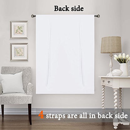 H.VERSAILTEX Pure White Curtain Thermal Insulated Tie Up Window Shade Light Blocking Curtains for Bathroom, Rod Pocket Panel- 42in Wide by 63in Long - color: Pure White