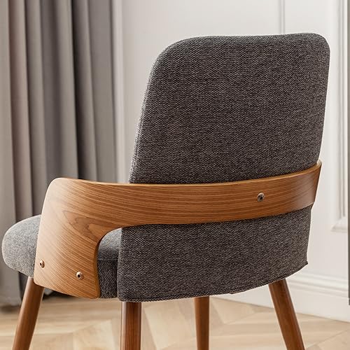 Dining Room Chairs Set of 2,Mid Century Modern Kitchen Chairs,Upholstered Accent Chairs,Metal Legs Wooden Desk Chairs,Armless and No Wheels for Kitchen Dining Living Room,Gray Fabric - color: Gray Fabric, size: Set of 2