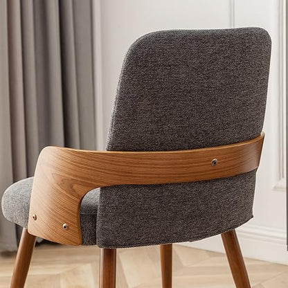 Dining Room Chairs Set of 2,Mid Century Modern Kitchen Chairs,Upholstered Accent Chairs,Metal Legs Wooden Desk Chairs,Armless and No Wheels for Kitchen Dining Living Room,Gray Fabric - color: Gray Fabric, size: Set of 2