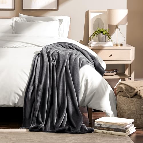 Bare Home Fleece Blanket Luxury Microplush (Full/Queen, Grey) | Ultra-Soft Lightweight Blanket for Bed, Sofa, and Couch, Cozy & Warm Blanket - color: 02 - Grey, size: Full/Queen