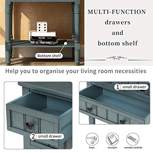 Knocbel Narrow Console Table with 3 Storage Drawers and Bottom Shelf, Entryway Hallway Foyer Slim Sofa Table for Small Spaces, Easy Assembly (Navy) - color: Navy