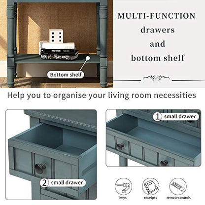 Knocbel Narrow Console Table with 3 Storage Drawers and Bottom Shelf, Entryway Hallway Foyer Slim Sofa Table for Small Spaces, Easy Assembly (Navy) - color: Navy