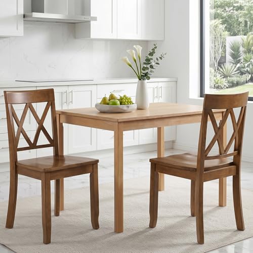 DUHOME Wood Dining Chairs Set of 2,Farmhouse Dining Side Chairs with Cross Back Wooden Kitchen Chairs for Home Kitchen, Dining Room Walnut - color: Walnut, size: 2pcs