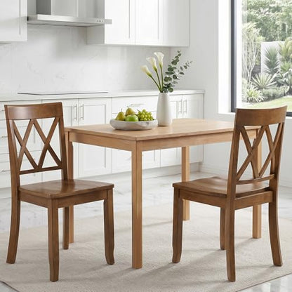 DUHOME Wood Dining Chairs Set of 2,Farmhouse Dining Side Chairs with Cross Back Wooden Kitchen Chairs for Home Kitchen, Dining Room Walnut - color: Walnut, size: 2pcs