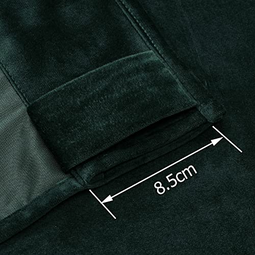 Benedeco Hunter Green Velvet Blackout Curtains 52x96, Back Tab, 2 Panels | Elegant Room Darkening Thermal Insulated Energy Saving Noise Reducing Velvet Window Drapes for Living Room, Bedroom - color: Backtab-dark Green-1, size: 52"W x 96"L (Pack of 2)