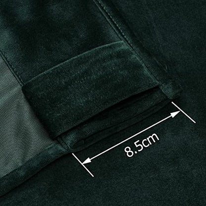 Benedeco Hunter Green Velvet Blackout Curtains 52x96, Back Tab, 2 Panels | Elegant Room Darkening Thermal Insulated Energy Saving Noise Reducing Velvet Window Drapes for Living Room, Bedroom - color: Backtab-dark Green-1, size: 52"W x 96"L (Pack of 2)
