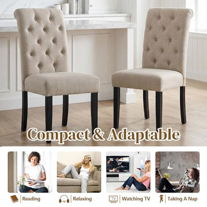 Anwick Beige Modern Accent Chair Set of 2, Mid Century Upholstered Living Room Chair with Wood Legs, Comfy Small Accent Chair with Back for Small Spaces, Office, Bedroom, Reading Spaces (Beige) - color: Beige