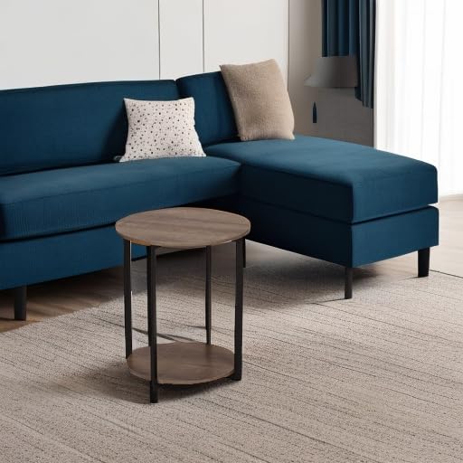 Household Essentials Wooden Side End Table with Storage Shelf | Ashwood - color: Ashwood