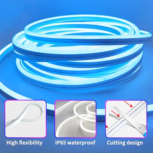segrass 50ft RGB LED neon Rope Lights LED neon Lights with Remote Control/APP Control IP65 Waterproof Flexible Neon LED Strip Lights for Bedroom Room Outdoors Décor - size: 50ft