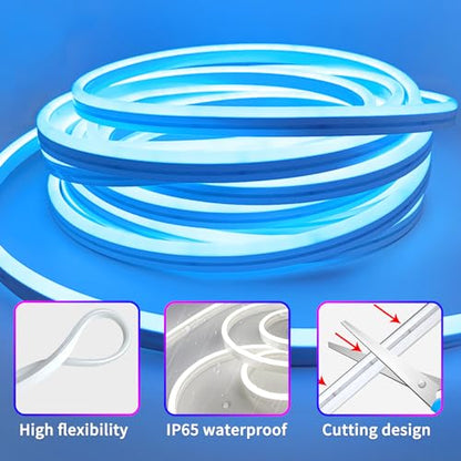 segrass 50ft RGB LED neon Rope Lights LED neon Lights with Remote Control/APP Control IP65 Waterproof Flexible Neon LED Strip Lights for Bedroom Room Outdoors Décor - size: 50ft