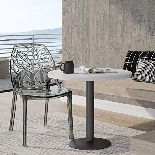 LeisureMod Cornelia Stackable Dining Chair in Transparent Black - Modern Spring Cut-Out Tree Design Acrylic Armless Accent Side Chair for Kitchen, Living Room, and Dining Area - color: Transparent Black, size: Single