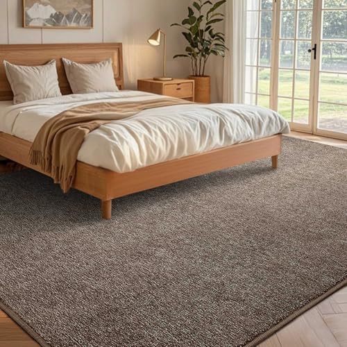 7x10 Large Brown/White Area Rug Non-Slip Washable for Living Room Bedroom | Soft丨Stays Put丨Low Pile Thin丨Lays Flat丨Kid & Pet Friendly丨Dorm丨Dining Room丨Nursery丨Playroom丨Indoor丨Laundry丨Carpet丨Home Decor - color: Brown, size: 7' x 10' (Rectangular)
