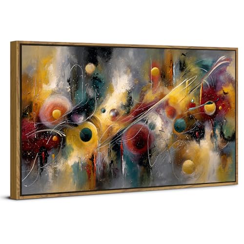 Abstract Wall Art Mid Century Neutral Canvas Prints Framed Colorful Minimalist Music Circle Picture Living Room Modern Geometric Painting Contemporary Artwork for Office Bedroom Home Decoration 20x40 - color: Geometric Circle, size: 20"L x 40"W