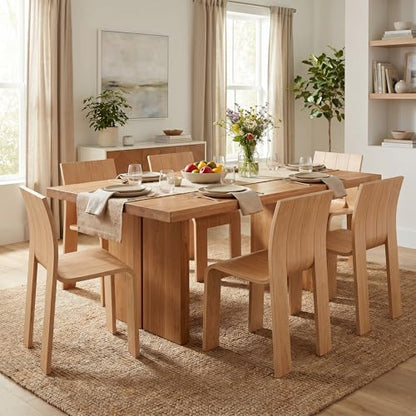Wooden Dining Chairs Set of 6, Stackable Side Chairs, Natural | Ergonomic Backrest, Solid Wood, No Assembly Required, Dining Room Chairs, Kitchen Chairs, Mid-Century Modern, Small Space - color: Natural, size: 6 Chair