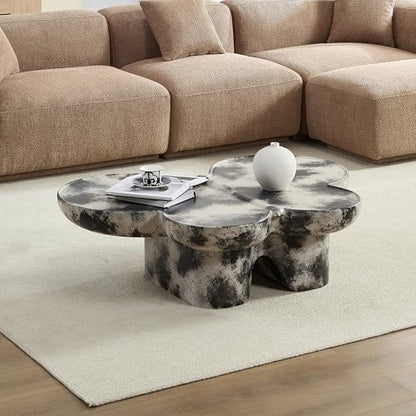 Modern Fiberglass Butterfly Coffee Table, Black and White Artistic Center Table, Sculptural Accent Cocktail Table for Living Room, Durable Contemporary Furniture(47''Grey+Black) - color: 47''grey+black