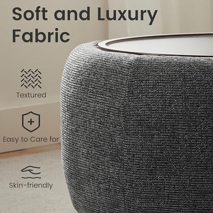 VKNOW 30" Round Storage Ottoman, Ottoman Coffee Table with Removable Wood Top and Solid Wood Legs for Living Room, Bedroom, Apartments (Black) - color: Black