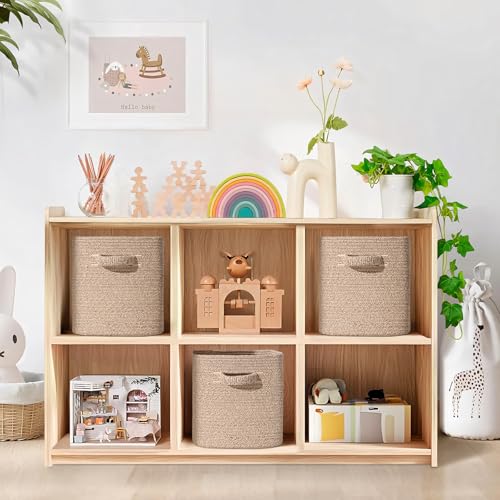 11 Inch Storage Cubes, 3 Pack Cube Storage Bins for Organizing, Cotton Rope Woven Baskets for Shelves, Bathroom, Kids Room, Closets, Baby Nursery - color: Jute, size: 11"×11"×11" - 3Pcs