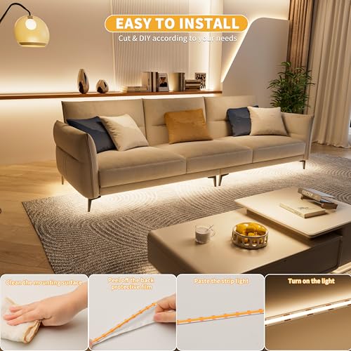 PAUTIX 5V USB COB LED Strip Lights Dimmable LED Lights 4000K Natural White with RF Remote,1200lm,Dotless Flexible Tape Light for Under Cabinet,Bedroom,TV Backlight,Kitchen,Shelf,Mirror Lighting 6.56ft - color: 4000K