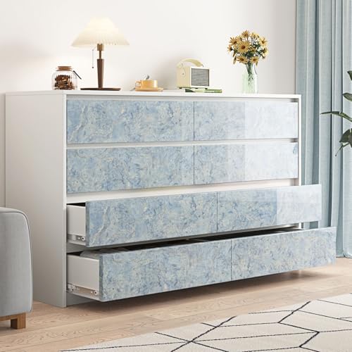 Wallercity Cream Blue Marble Contact Paper Peel and Stick Countertops Waterproof 24"x118" Kitchen Countertop Contact Paper Self Adhesive Blue Marble Wallpaper Vinyl Wrap for Cabinets Cover Bathroom - color: Blue, size: 24" x 118"