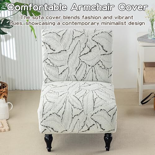 Armless Chair Cover Jacquard Furniture Protector Chenille Accent Chair Covers Elegance Removable Slipper Chair Slipcover for Living Room Army Green - color: Army Green