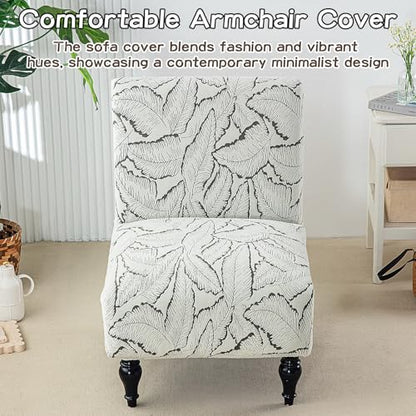 Armless Chair Cover Jacquard Furniture Protector Chenille Accent Chair Covers Elegance Removable Slipper Chair Slipcover for Living Room Army Green - color: Army Green