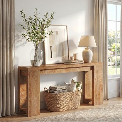 1Easylife 70.9-Inch Farmhouse Console Table, Narrow Wooden Sofa Table | Extra Long Entryway Accent Table for Living Room, Hallway, Entrance, Foyer, Light Oak Brown - color: Light Oak Brown