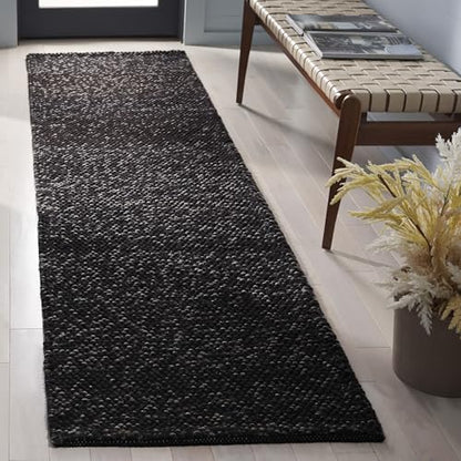 SAFAVIEH Natura Runner Rug 2'3"x7', Wool Knotted Black & Grey NAT425Z - color: Black/Grey, size: 2'3" x 7' (Runner)