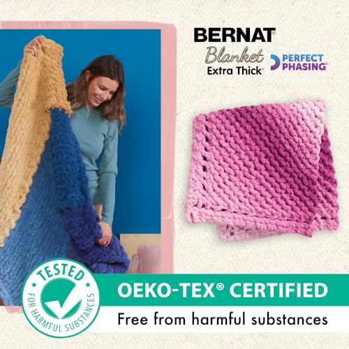 Bernat Blanket Extra Thick Perfect Phasing Chunky Yarn for Hand Knitting, Crocheting, Crafts & Amigurumi - 100% Polyester - #7 Jumbo - 21.2oz/600g - 65 Yards - Deep Navy - color: Deep Navy, size: 1 Pack, style: Extra Thick Perfect Phasing