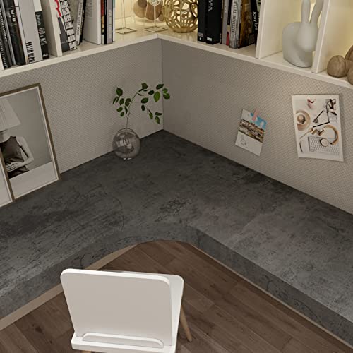 3yecao 16"×197" Extra Thick Dark Blue Grey Concrete Wallpaper Peel and Stick Waterproof Gray Concrete Contact Paper Vinyl Wrap 3d Faux Adhesive Cement Tile Sticker for Kitchen Island Bedroom Gym Walls - color: Grey Blue, size: 16" x 197"