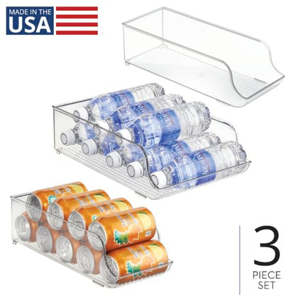 iDesign Water Bottle Organizer and Soda Can Dispenser for Refrigerator or Pantry - Set of 3 - Clear - style: Combo Pack of 3