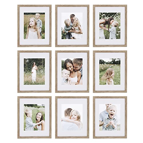 Sheffield Home 9 Piece Gallery Wall Frame Set, 11x14 Inch, Light Natural - color: Light Natural, size: 11x14 Inch