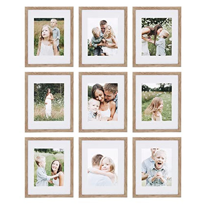 Sheffield Home 9 Piece Gallery Wall Frame Set, 11x14 Inch, Light Natural - color: Light Natural, size: 11x14 Inch