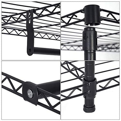 4 Shelves Garment Rack Heavy Duty Clothes Rack Portable Wire Shelving Clothing Racks with 3 Hanging Rod Freestanding Closet Metal Storage Rack Armoire Wardrobe Closet, Max Load 396.9LBS, Black